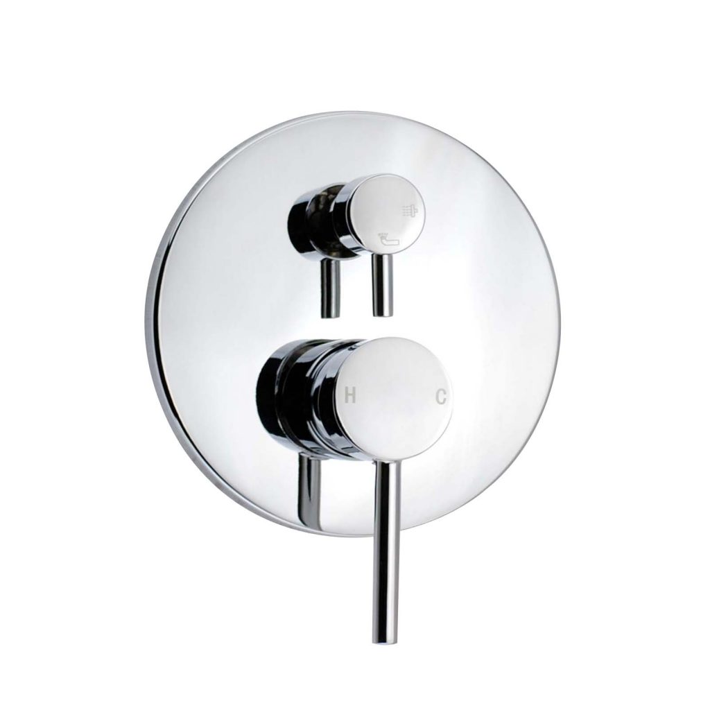 CUE Chrome Round Shower Mixer 80mm Slimline Backplate Faucet Bathroom
