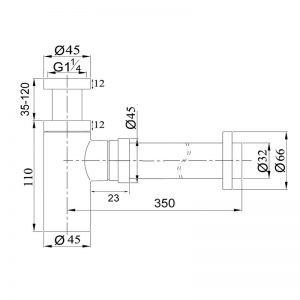 Bosini Square Brushed Nickel Bottle Trap 32mm