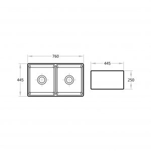 Essex Above Counter Fluted Farmhouse Butler Sink 760 x 445 x 250mm
