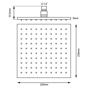 Bloc Matt Black Square Brass Shower Head 250mm