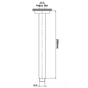 Bloc Matte Black Square Ceiling Shower Arm 200mm