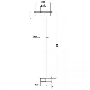 Bloc Polished Chrome Square Shower Ceiling Arm 400mm