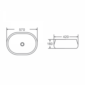 LUSSO Above Counter Oval Basin Gloss White