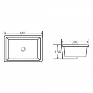 NUE Undercounter Rectangular Basin Gloss White