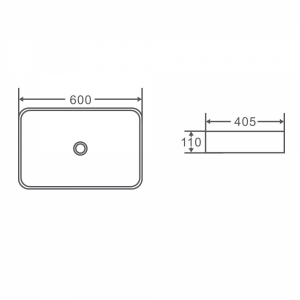 QTRO Above Counter Rectangular Basin Gloss White