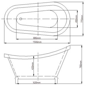 TANISHA 1500mm Claw Foot Bathtub Gloss White