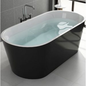 TANISHA 1700mm Ovia Freestanding Acrylic Bathtub Gloss Black and White