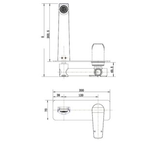 Acquato Polished Chrome Wall Mixer with Spout