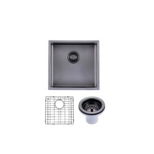 FÜSSEN Collection Farbe Stainless Steel Sink Brushed Gunmetal Grey 440x440x205mm 1.2mm