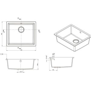 Harz Quartz Granite Single Bowl Sink 550 x 460 x 194mm