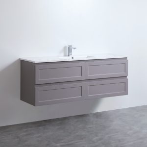 Hampton Vanity Matte Grey 1500x460x580mm Wall Hung