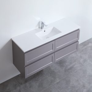 Hampton Vanity Matte Grey 1500x460x580mm Wall Hung