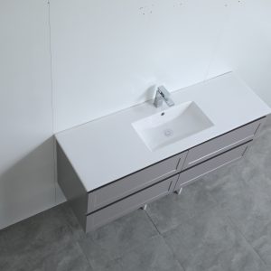 Hampton Vanity Matte Grey 1500x460x580mm Wall Hung