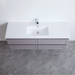 Hampton Vanity Matte Grey 1500x460x580mm Wall Hung