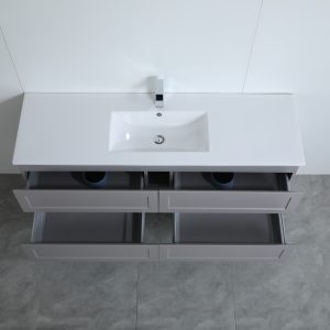 Hampton Vanity Matte Grey 1500x460x580mm Wall Hung