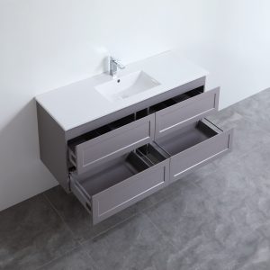 Hampton Vanity Matte Grey 1500x460x580mm Wall Hung