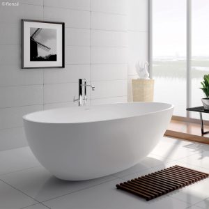 Fienza Nero 1550mm Matte White Stone Baths