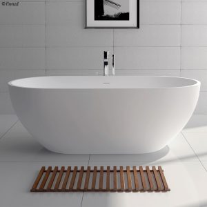 Fienza Nero 1550mm Matte White Stone Baths