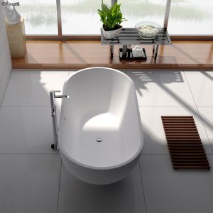 Fienza Nero 1550mm Matte White Stone Baths