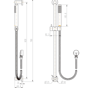 Tamarama Slimline Star Hand Shower On Rail Brushed Nickel