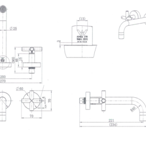 Cross Handle 1/4 Turn Champagne Bath Set