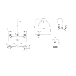 Cross Handle 1/4 Turn Champagne Sink Set