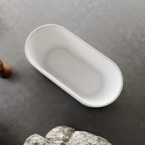 Ovia Newington 1500mm Corrugated Ribbed Groove Oval Freestanding Bath Matte White