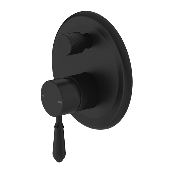 York Traditional Matte Black Shower Diverter With Metal Lever Hampton