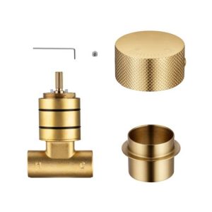 Round Brushed Yellow Gold Progressive Wall Mixer Handle