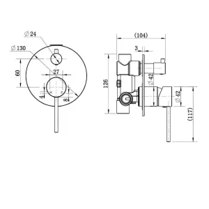Tamarama Slimline Mini Shower Diverter Brushed Chrome