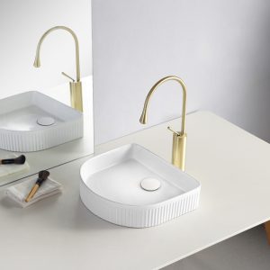 Ovia Fluted Gloss White Arch Above Counter Basin