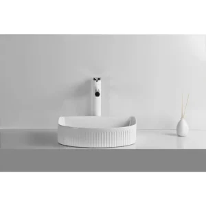 Ovia Fluted Gloss White Arch Above Counter Basin