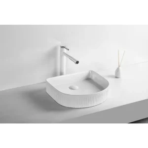 Ovia Fluted Gloss White Arch Above Counter Basin