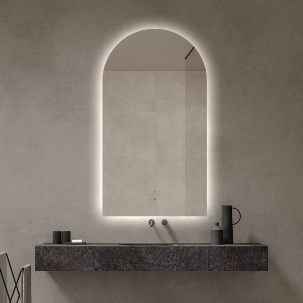 Ovia Arc Frameless 500x900mm Arched Touchless L.E.D Mirror Tri-Color Lighting