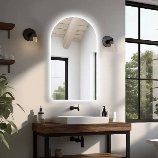 Ovia Arc Frameless 500x900mm Arched Touchless L.E.D Mirror Tri-Color Lighting