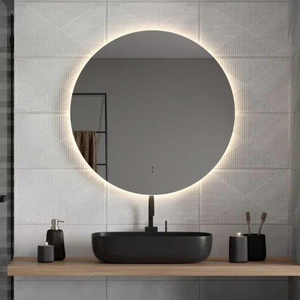 Ovia Halo Frameless 600mm Round Touchless L.E.D Mirror Tri-Color Lighting