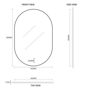 Ovia Eclipse Frameless 600x900mm Pill Oval Touchless L.E.D Mirror Tri-Color Lighting
