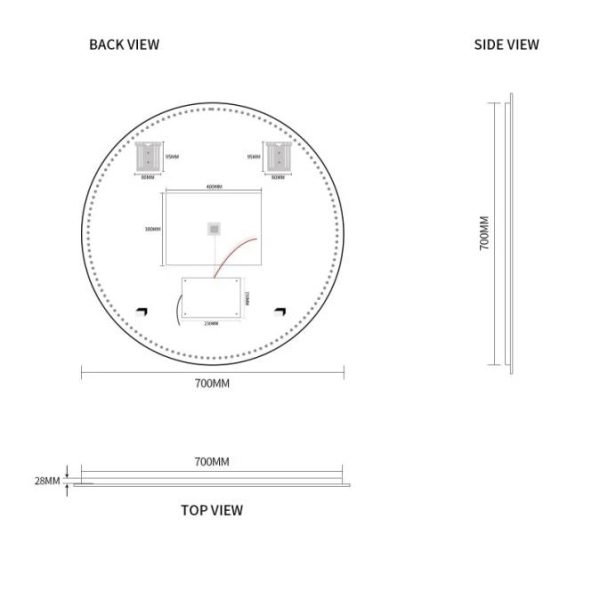 Ovia Halo Frameless 700mm Round Touchless L.E.D Mirror Tri-Color Lighting