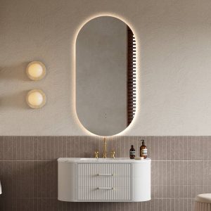 Ovia Eclipse Frameless 450x900mm Pill Oval Touchless L.E.D Mirror Tri-Color Lighting