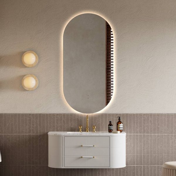 Ovia Eclipse Frameless 450x900mm Pill Oval Touchless L.E.D Mirror Tri-Color Lighting