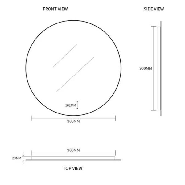Ovia Halo Frameless 900mm Round Touchless L.E.D Mirror Tri-Color Lighting