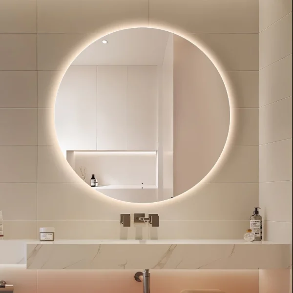 Ovia Halo Frameless 900mm Round Touchless L.E.D Mirror Tri-Color Lighting