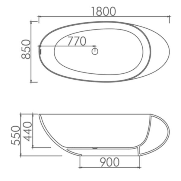 Ovia Ellipse Patina Freestanding Solid Surface Cast Stone Bath