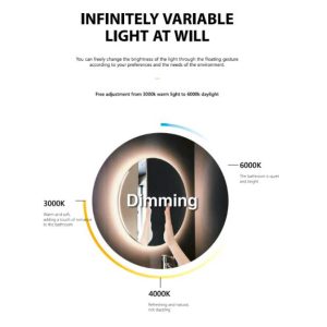 Ovia Halo Frameless 600mm Round Touchless L.E.D Mirror Tri-Color Lighting
